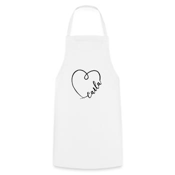 Carla Name Calligraphy Heart - Cooking Apron - white - Front - AI Model Male 185 dark (185cm)