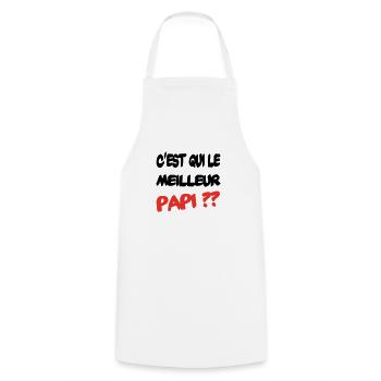 C'est qui le meilleur papi - Tablier de cuisine - blanc - Devant - AI Model Male 185 dark (185cm)