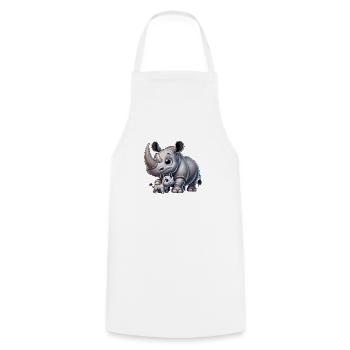 Rhinoceros mother with child - Cooking Apron - white - Front - AI Model Male 185 dark (185cm)