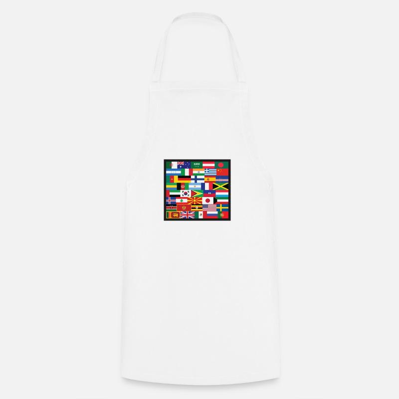 Drapeaux du Monde - Tablier de cuisine - blanc