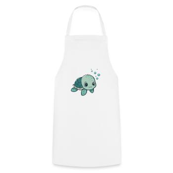 Mignon petit bébé tortue - Tablier de cuisine - blanc - Devant - AI Model Male 185 dark (185cm)