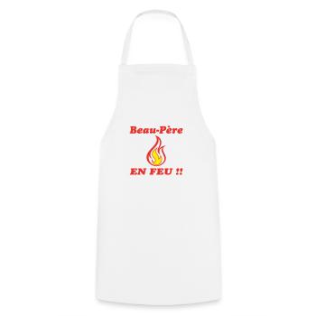 Beau Père EN FEU - Tablier de cuisine - blanc - Devant - AI Model Male 185 dark (185cm)