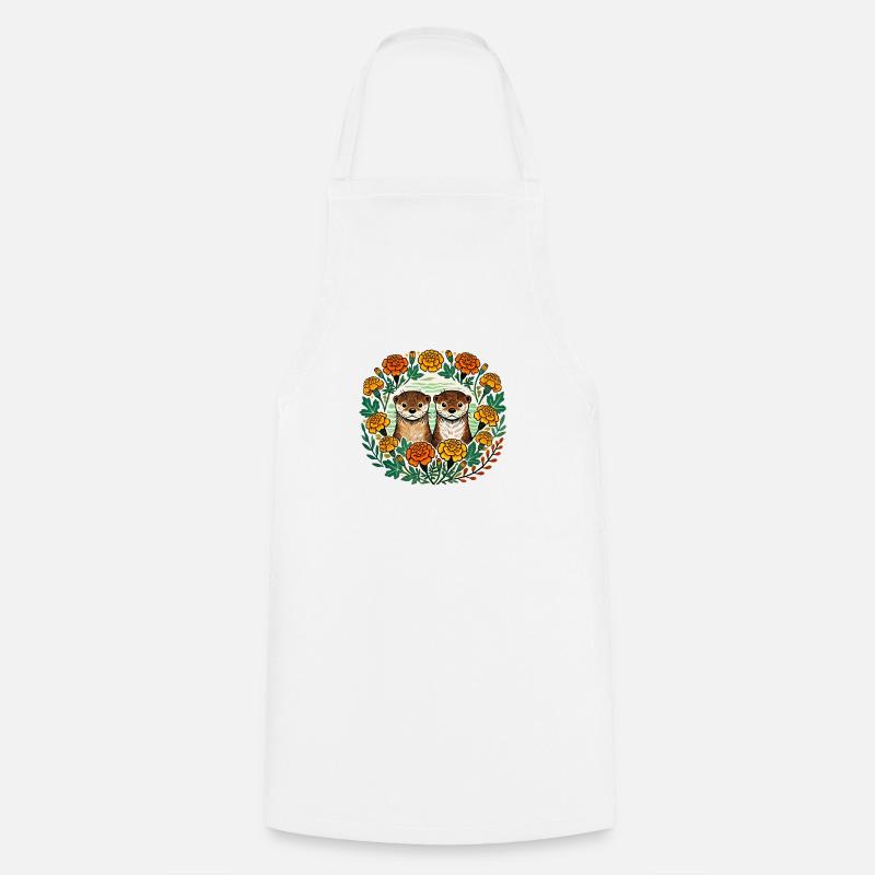 Loutres souci - Tablier de cuisine - blanc
