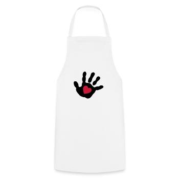 Bébé main - cœur - Tablier de cuisine - blanc - Devant - AI Model Male 185 dark (185cm)