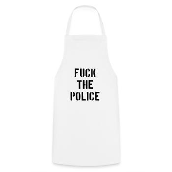 fuck the police police state cops cops cops policeman - Cooking Apron - white - Front - AI Model Male 185 dark (185cm)