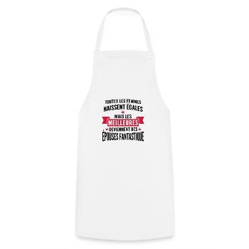 épouses fantastique - cadeau femme mariée - Tablier de cuisine - blanc - Devant - AI Model Male 185 dark (185cm)
