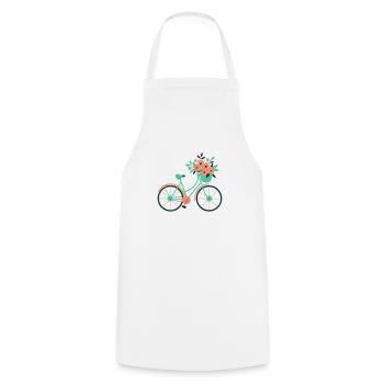 Customisable bike with flowers - Cooking Apron - white - Front - AI Model Male 185 dark (185cm)