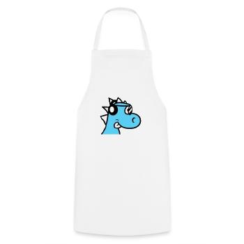 Cool DJ Dino Face Dinosaure Tête de fête Fun - Tablier de cuisine - blanc - Devant - AI Model Male 185 dark (185cm)