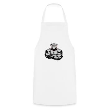 Bouledogue fort 02 - Tablier de cuisine - blanc - Devant - AI Model Male 185 dark (185cm)