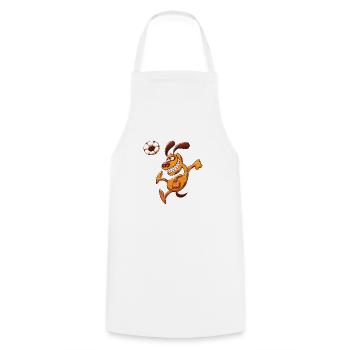 Brave chien frappe le ballon de foot avec sa tête - Tablier de cuisine - blanc - Devant - AI Model Male 185 dark (185cm)