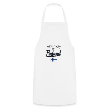 Finland - Cooking Apron - white - Front - AI Model Male 185 dark (185cm)