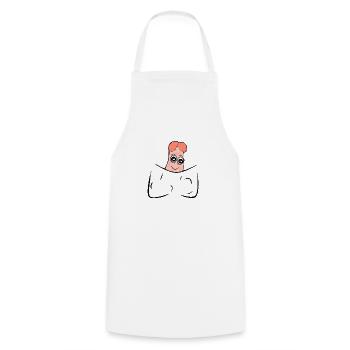 Pocket Penis in der Tasche - Kochschürze - Weiß - Vorne - AI Model Male 185 dark (185cm)