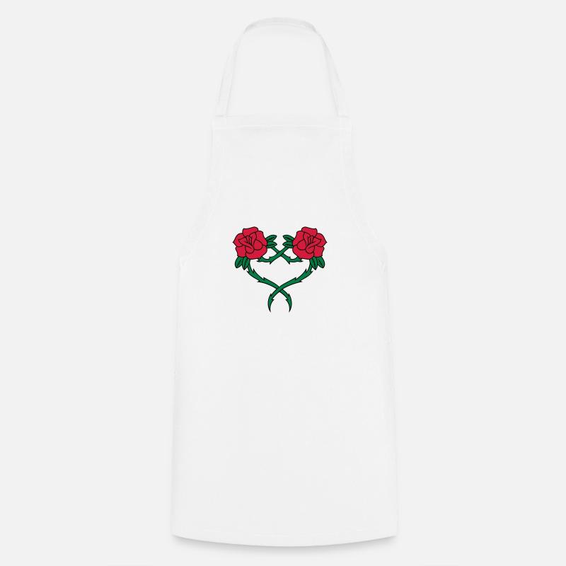 Rose Flower Heart 2 3c - Cooking Apron - white