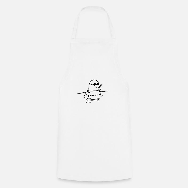Cartoon mole with shovel - Cooking Apron - white