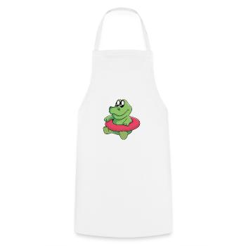 Bébé crocodile apprend à nager - Tablier de cuisine - blanc - Devant - AI Model Male 185 dark (185cm)