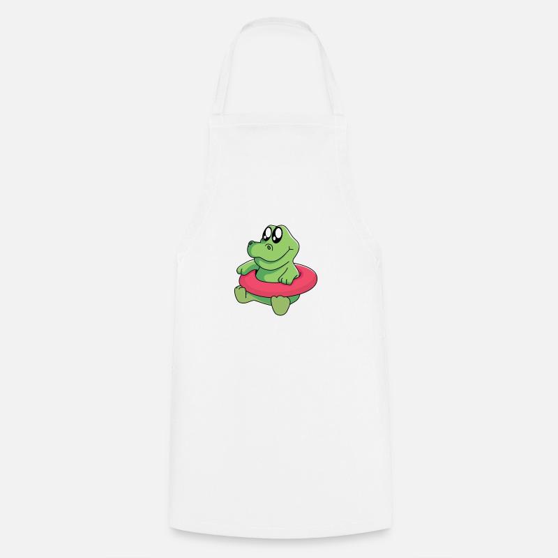 Bébé crocodile apprend à nager - Tablier de cuisine - blanc
