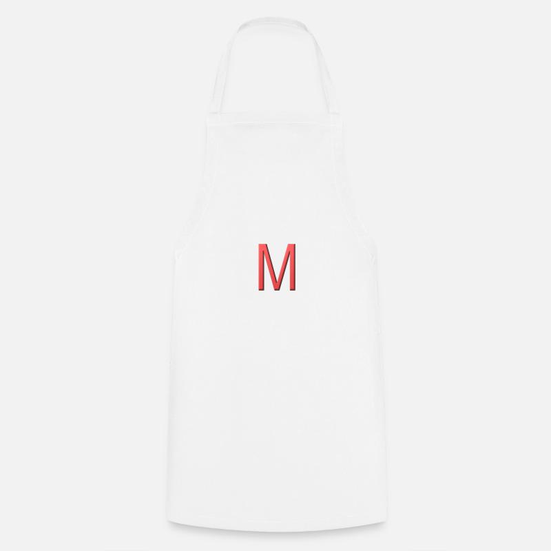 M - lettre - Tablier de cuisine - blanc