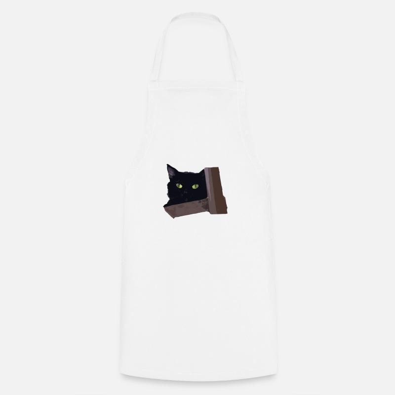 chat noir - Tablier de cuisine - blanc