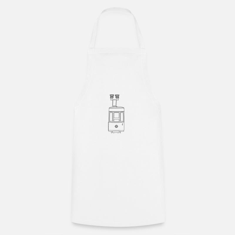Tram Line-Art (Lisbon) - Cooking Apron - white