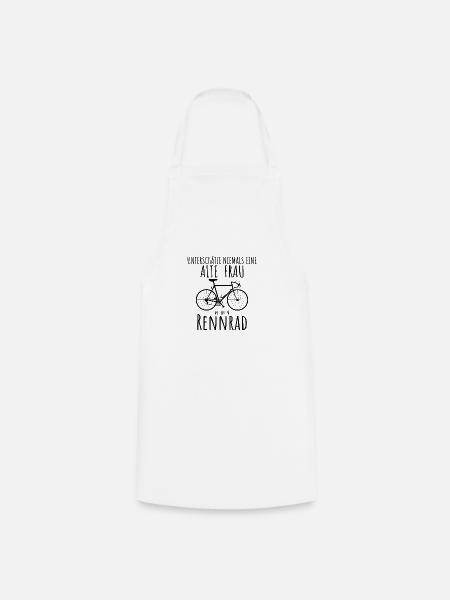 Rennrad - Alte Frau - Oma - Kochschürze - Weiß