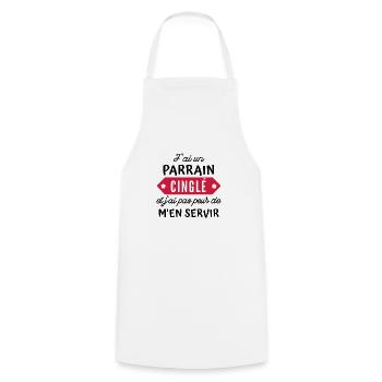 j'ai un parrain cinglé - Tablier de cuisine - blanc - Devant - AI Model Male 185 dark (185cm)