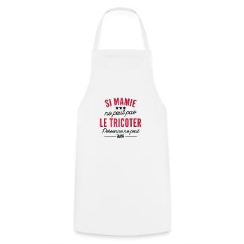 si mamie ne peut pas le tricoter personne ne peut - Tablier de cuisine - blanc - Devant - AI Model Male 185 dark (185cm)