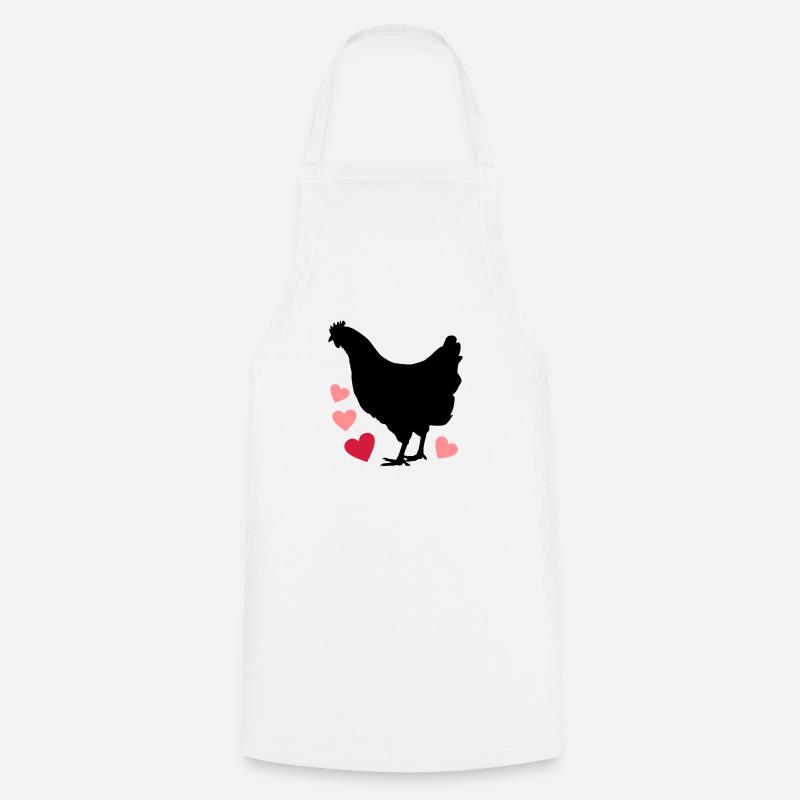 Poulet amoureux de poulet avec des coeurs - Tablier de cuisine - blanc