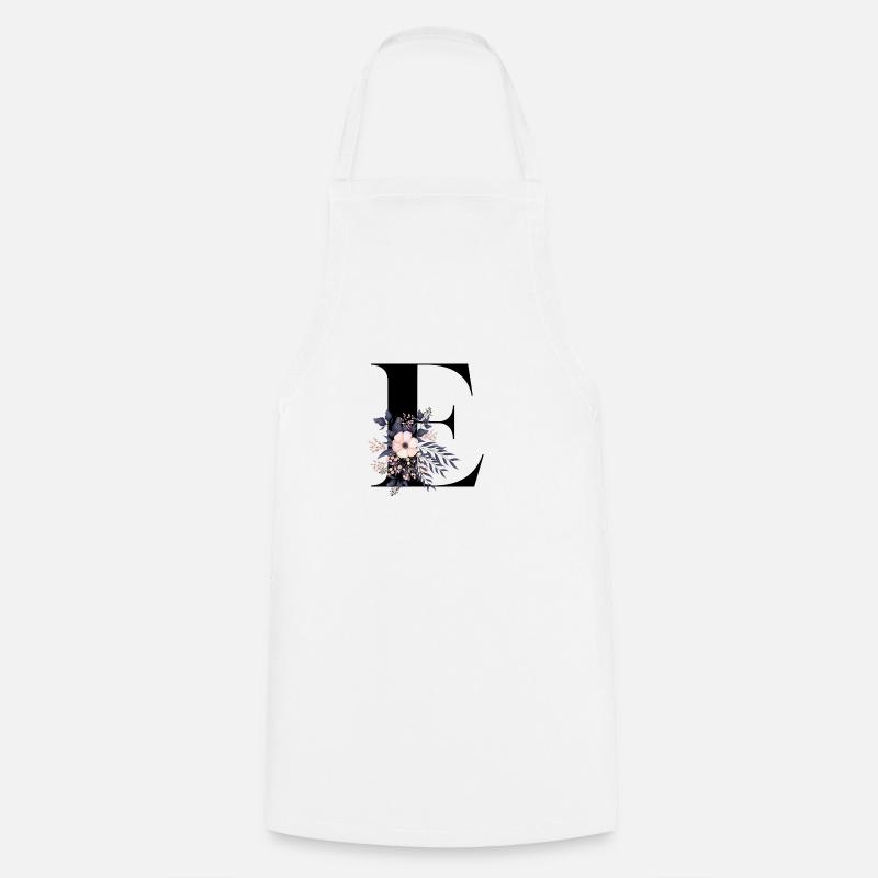 lettre E fleuris - Tablier de cuisine - blanc