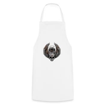 head of death skull eagle skull wings emblem logo - Cooking Apron - white - Front - AI Model Male 185 dark (185cm)