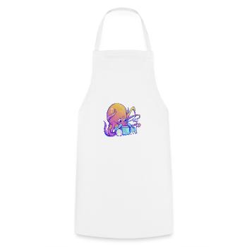 Octopus joue de la batterie - Tablier de cuisine - blanc - Devant - AI Model Male 185 dark (185cm)
