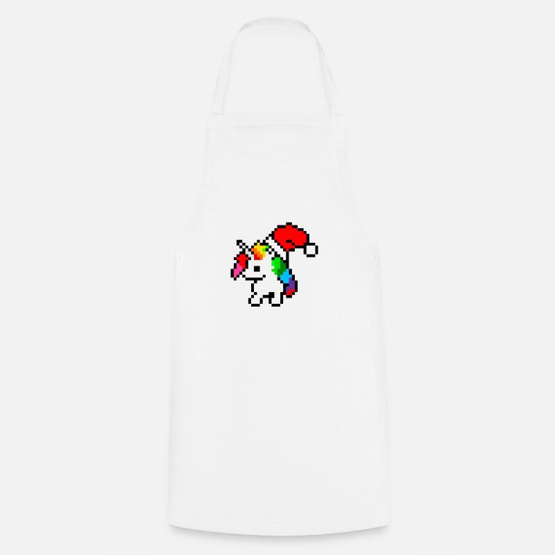 Licorne de Noël Pixel Art - Tablier de cuisine - blanc