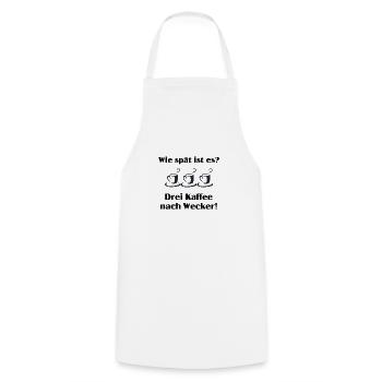 Wie spät ist es? Drei Kaffee nach Wecker - Kochschürze - Weiß - Vorne - AI Model Male 185 dark (185cm)