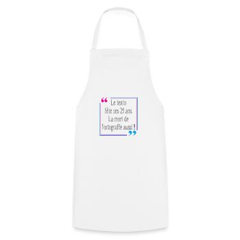 Mort de l'orthographe - Tablier de cuisine - blanc - Devant - AI Model Male 185 dark (185cm)