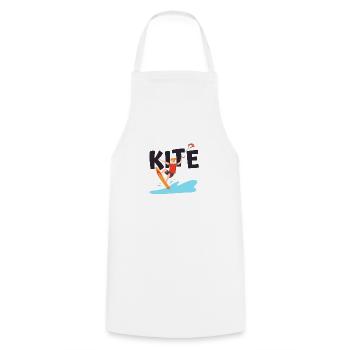 Kitesurf | logo et dessin Kite pour Kitesurfer - Tablier de cuisine - blanc - Devant - AI Model Male 185 dark (185cm)