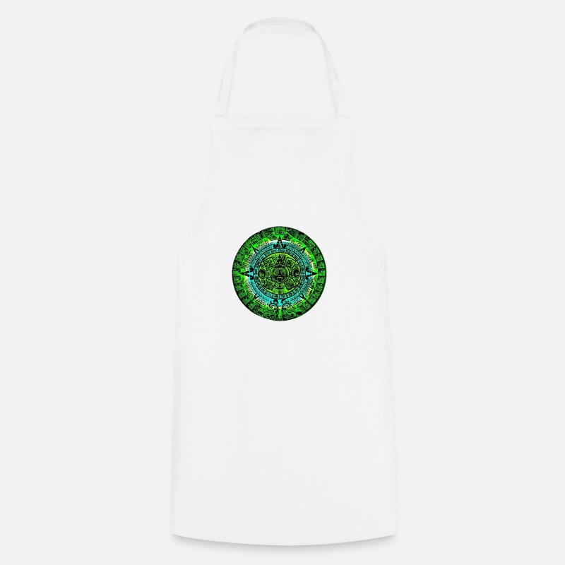 Calendrier aztèque Pierre du Soleil - Design A - Tablier de cuisine - blanc