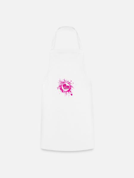 Pink Splatter Heart - Kochschürze - Weiß