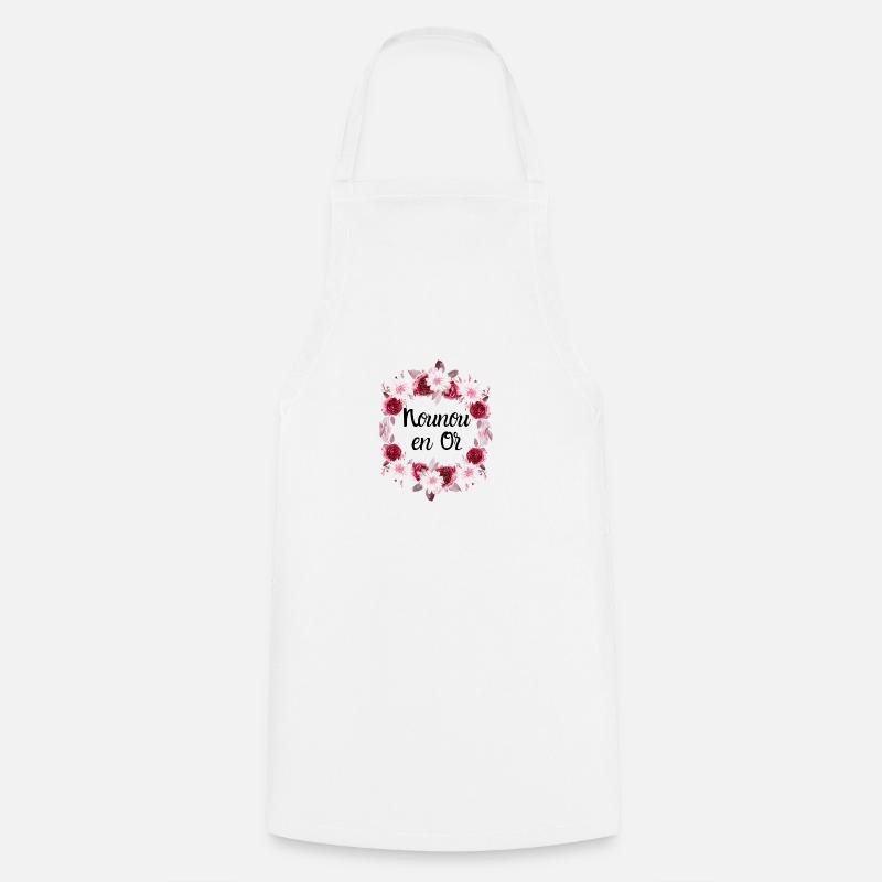 nounou en or Couronne de fleurs - Tablier de cuisine - blanc