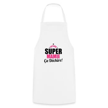 future super mamie ça dechire - Tablier de cuisine - blanc - Devant - AI Model Male 185 dark (185cm)