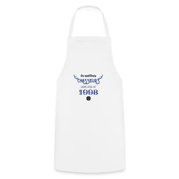 Anniversaire chasseur 1998 - Tablier de cuisine - blanc - Devant - AI Model Male 185 dark (185cm)