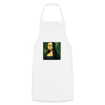 Lisa raucht - Kochschürze - Weiß - Vorne - AI Model Male 185 dark (185cm)