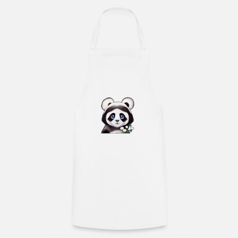 Panda mit Blumen - Kochschürze - Weiß
