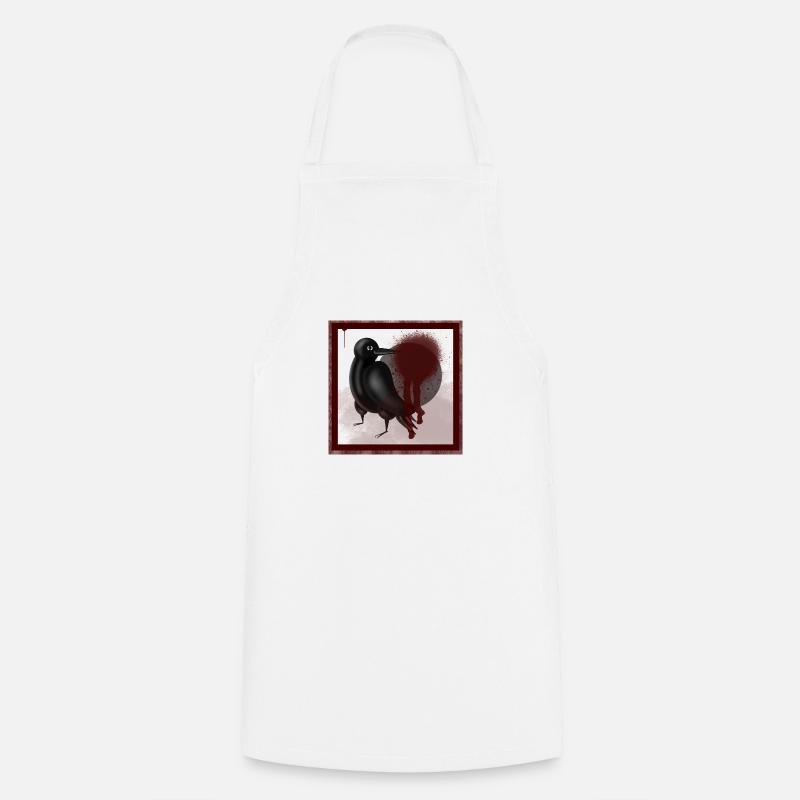 Dark Raven Jackdaw Bird in Black - Cooking Apron - white