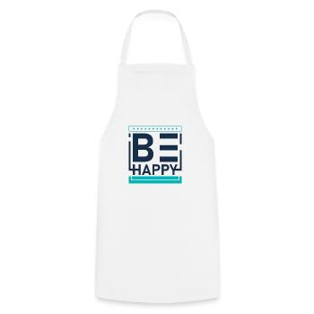 Be happy - Cooking Apron - white - Front - AI Model Male 185 dark (185cm)