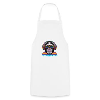 Singe accroche-regard avec écouteurs et lunettes de soleil - Tablier de cuisine - blanc - Devant - AI Model Male 185 dark (185cm)