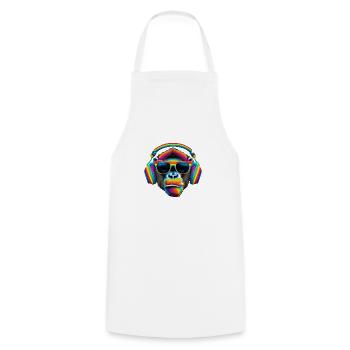 Singe de fierté avec écouteurs et lunettes de soleil - Tablier de cuisine - blanc - Devant - AI Model Male 185 dark (185cm)
