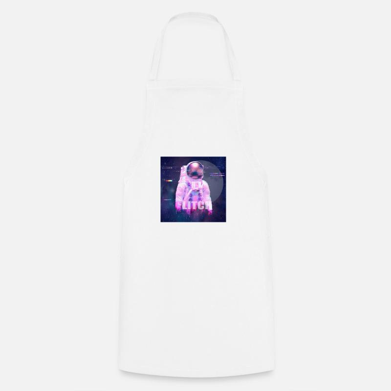 Vaporwave Glitch Moon Astronaut - Cooking Apron - white