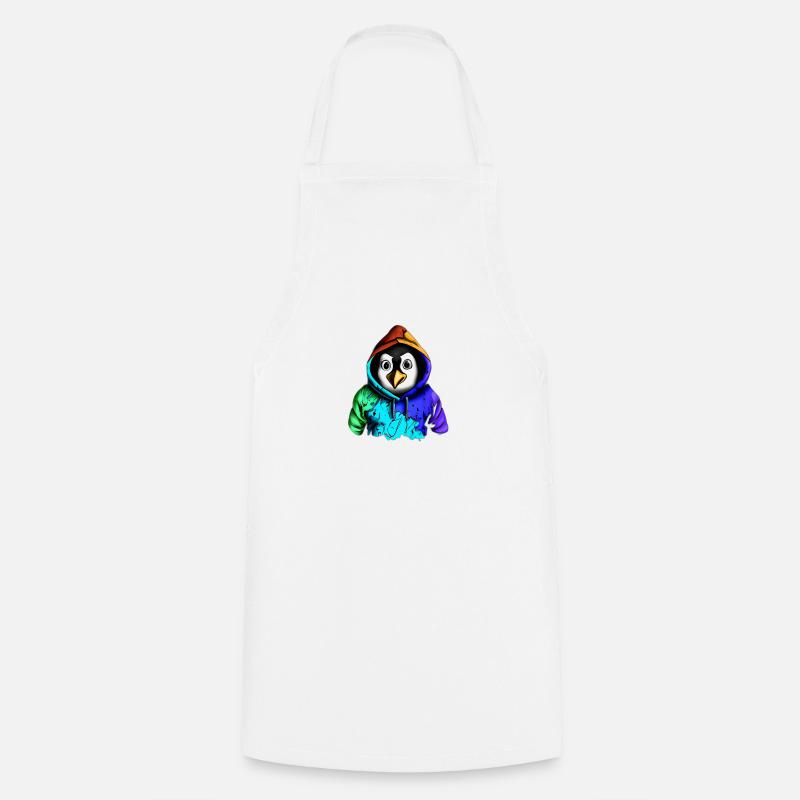 Überraschter Pinguin mit Pullover - Kochschürze - Weiß