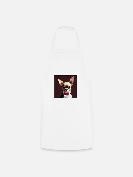 Chihuahua mit Querbinder - Kochschürze - Weiß
