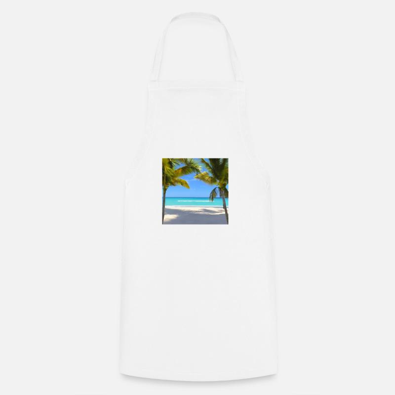 Palm trees on a quiet beach - Cooking Apron - white