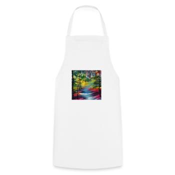 Water color river in forest - Cooking Apron - white - Front - AI Model Male 185 dark (185cm)